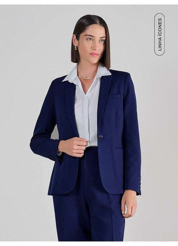 Blazer de Alfaiataria Azul Marinho Flávia