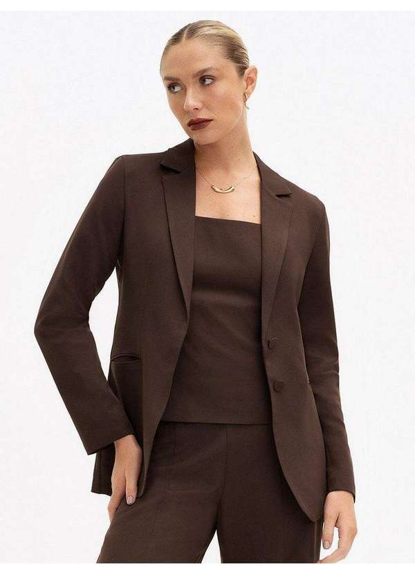 Blazer de Alfaiataria Intermediário Marrom Benilda