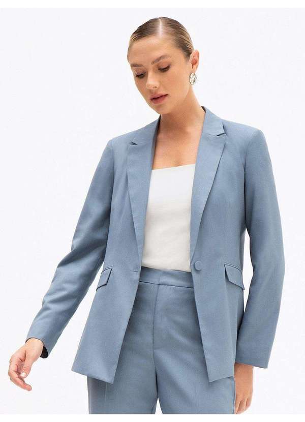 Blazer Intermediário em Alfaiataria Premium Azul Elizete