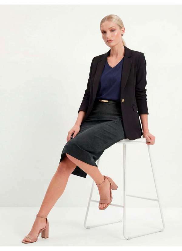 Blazer Botão Único Preto Cilene
