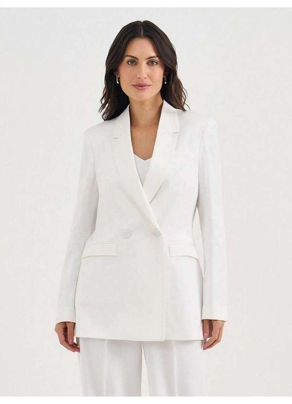 Blazer Intermediário Transpassado Off White Valentine