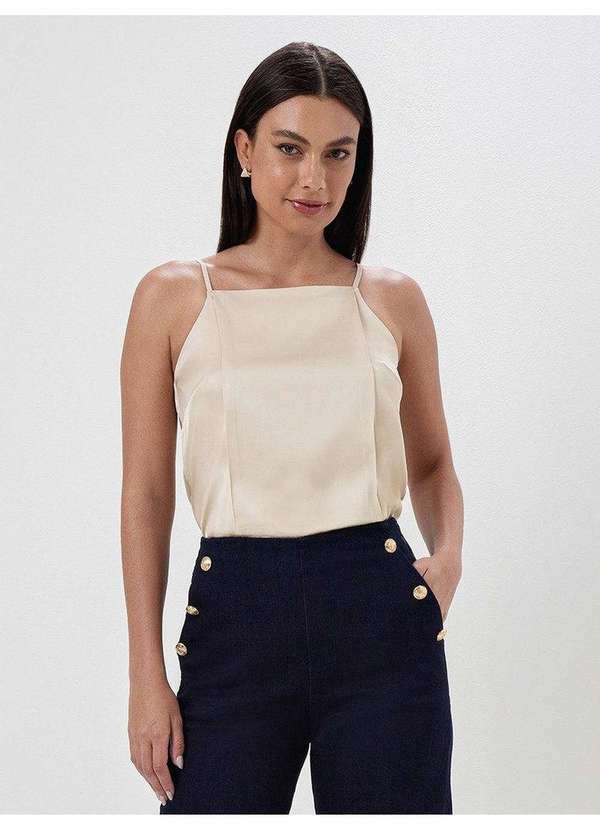 Blusa de Cetim com Cava Americana Nude Samira