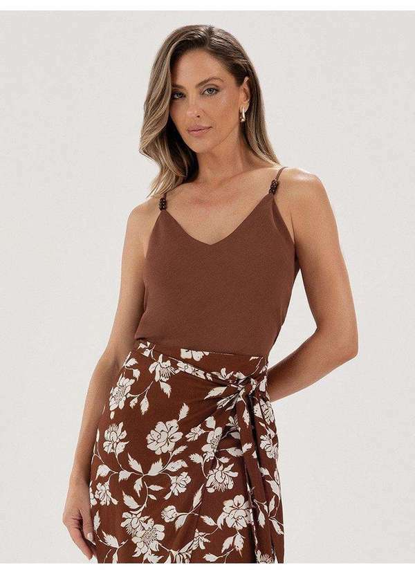 Blusa de Alças Marrom Luciê