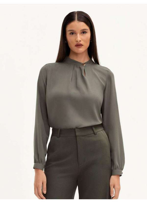 Blusa Manga Longa Verde Acinzentado Beth
