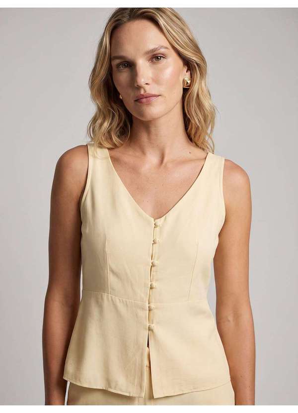 Blusa sem Manga em Viscose Amarelo Manteiga Jaciara