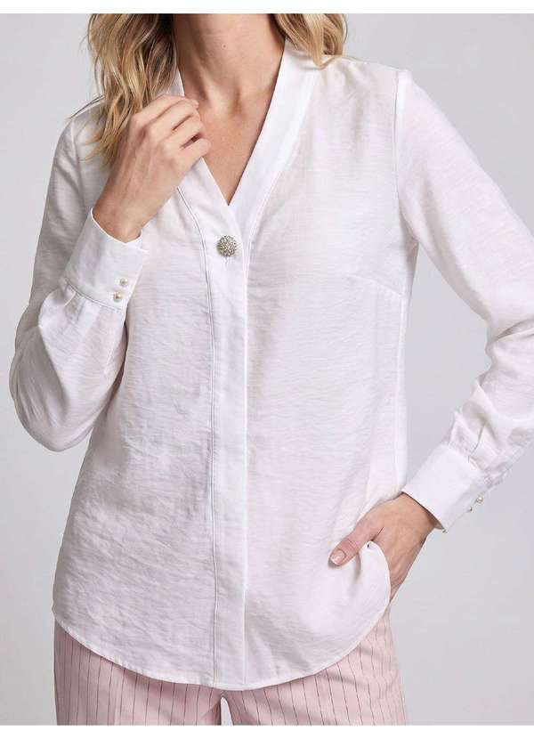 Blusa de Alfaiataria Manga Longa Off White Elena