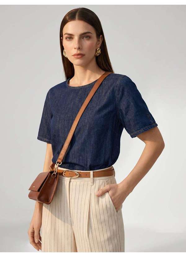 Blusa Jeans Reta Azul Escuro Izara