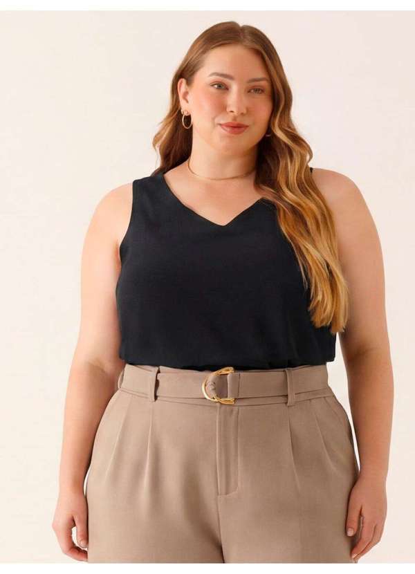 Vista 2 Regata Decote V Preta Plus Size Caelia Principessa Principessa
