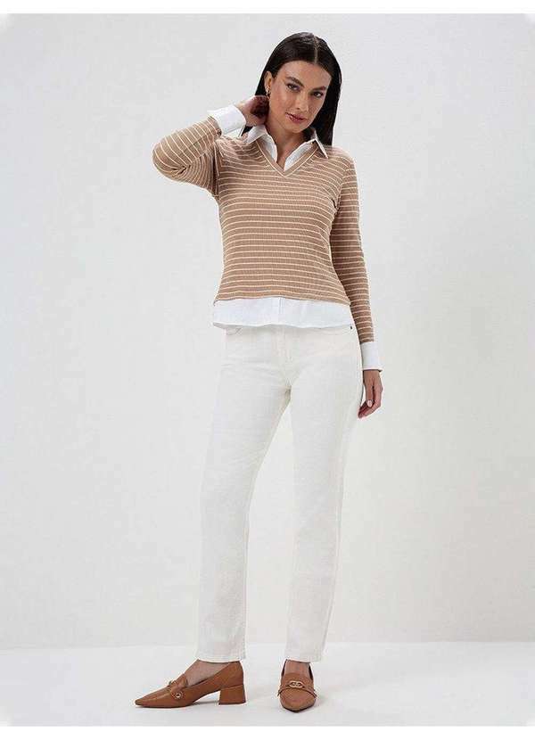 Calça Reta Slim Jeans Off White Sol