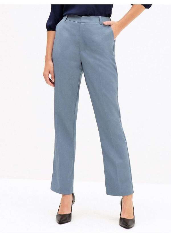 Calça Reta Regular de Alfaiataria Premium Azul Eloise