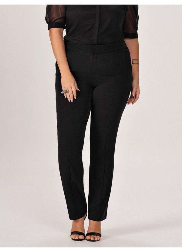 Calça Reta Slim de Alfaiataria Preta Reese