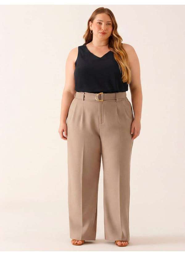 Calça Wide Leg de Alfaiataria Lorde Mocha Mousse