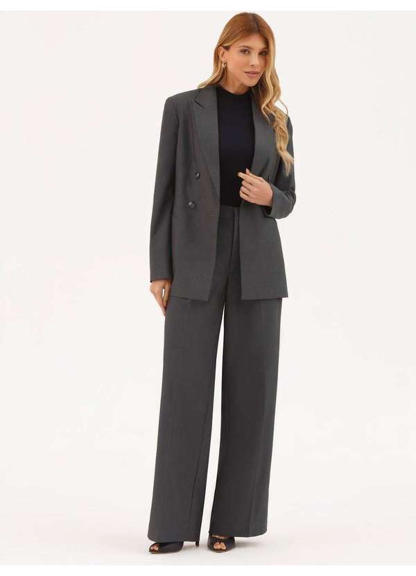 Calça Alfaiataria Wide Leg Chumbo Ellen
