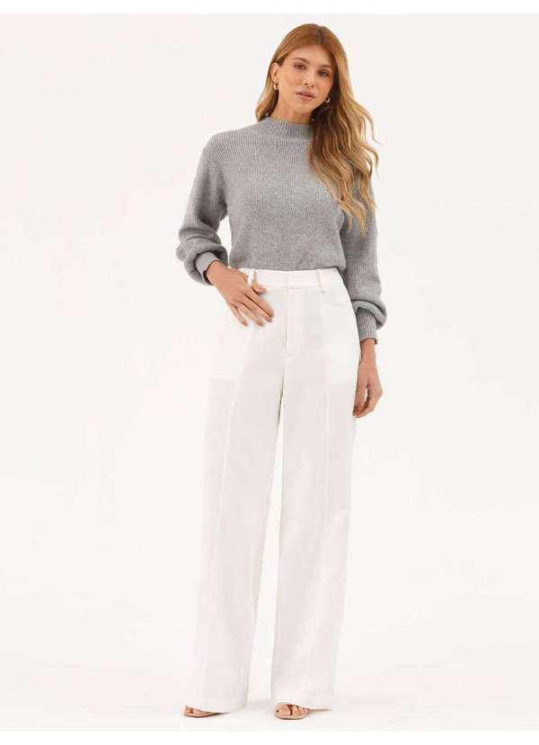 Calça Alfaiataria Wide Leg Off White Eudora