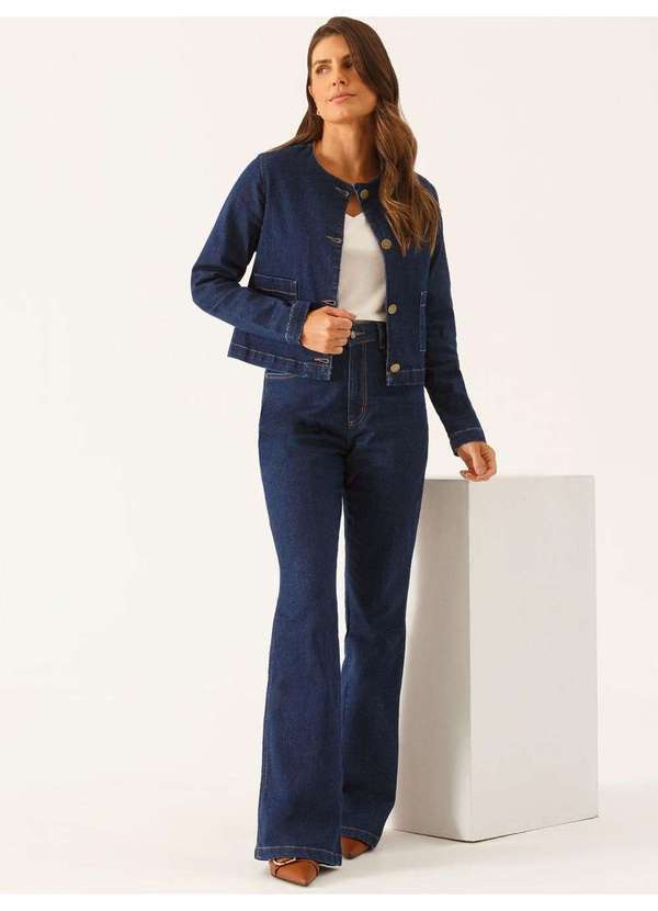 Calça Jeans Flare Alfaiatada Azul Escuro Vionelle