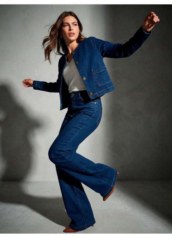 Vista 2 Calça Jeans Bootcut Azul Escuro Beliz Principessa Principessa