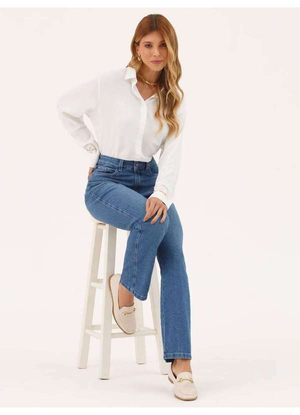 Calça Jeans Reta Regular Azul Médio Vivara
