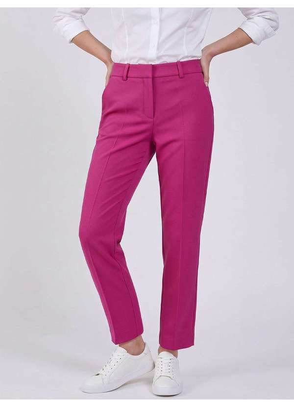 Calça Reta Regular Framboesa Betina