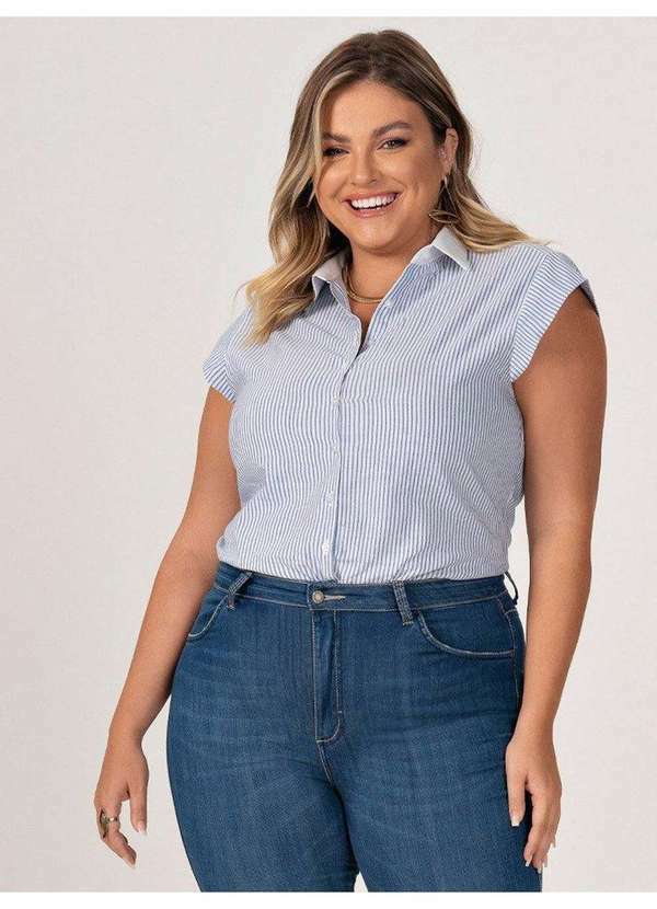 Camisa Listrada com Manga Copinho Drica
