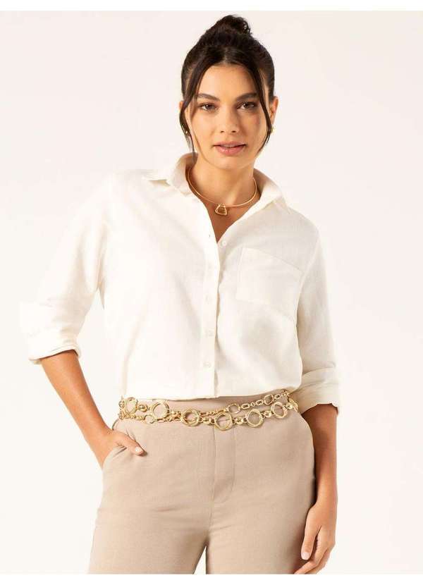 Camisa de Linho Oversized Off White Daphne