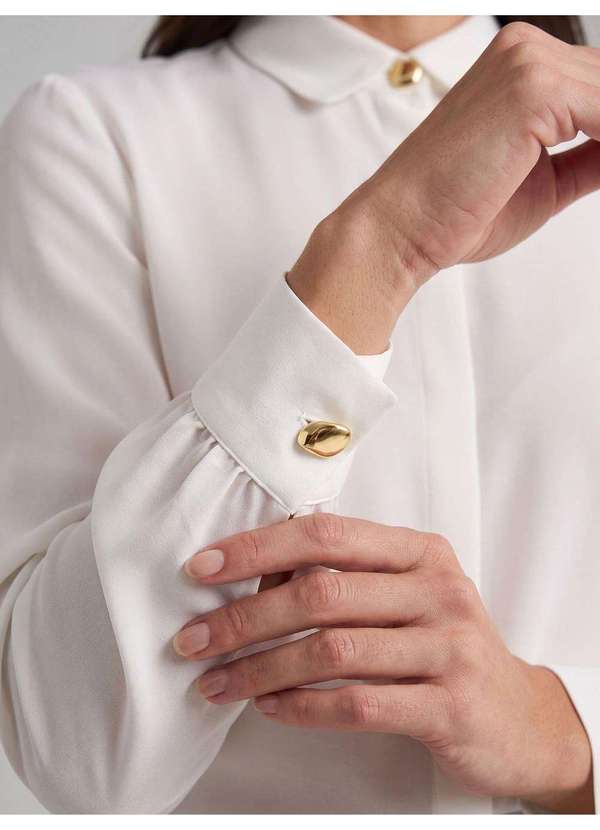 Camisa Manga Longa em Viscose Off White Anaisa