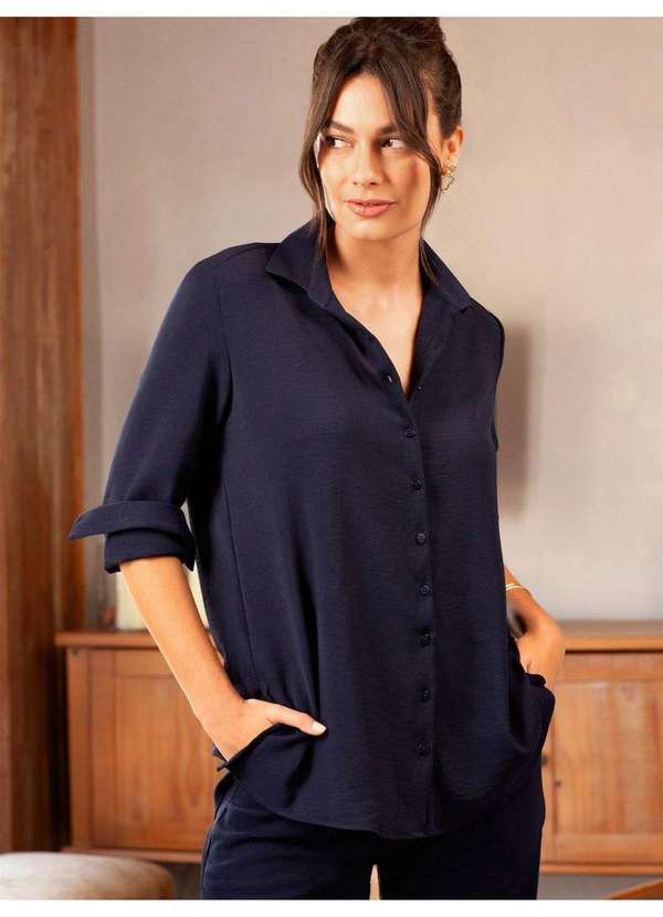 Camisa Oversized Azul Marinho Helô