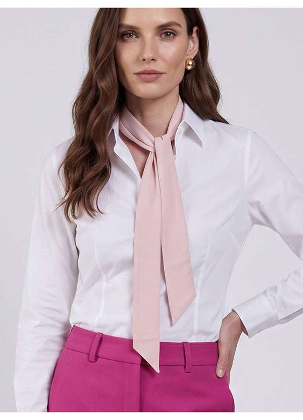 Camisa Feminina Tricoline Social Básica Branca Roberta
