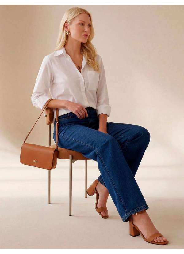Camisa Alongada com Bolso em Algodão Branco Marilu