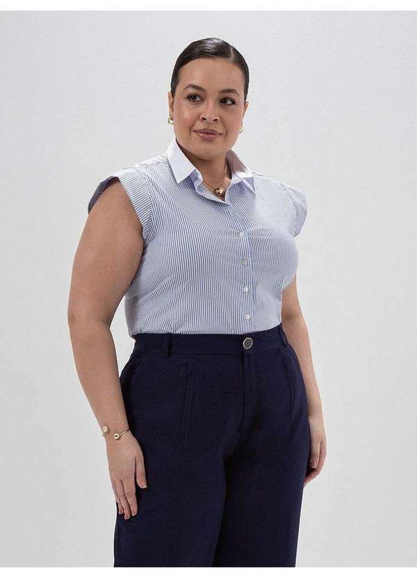 Vista 2 Camisa com Manga Copinho Plus Size Listrada Ludinalva Principessa Principessa