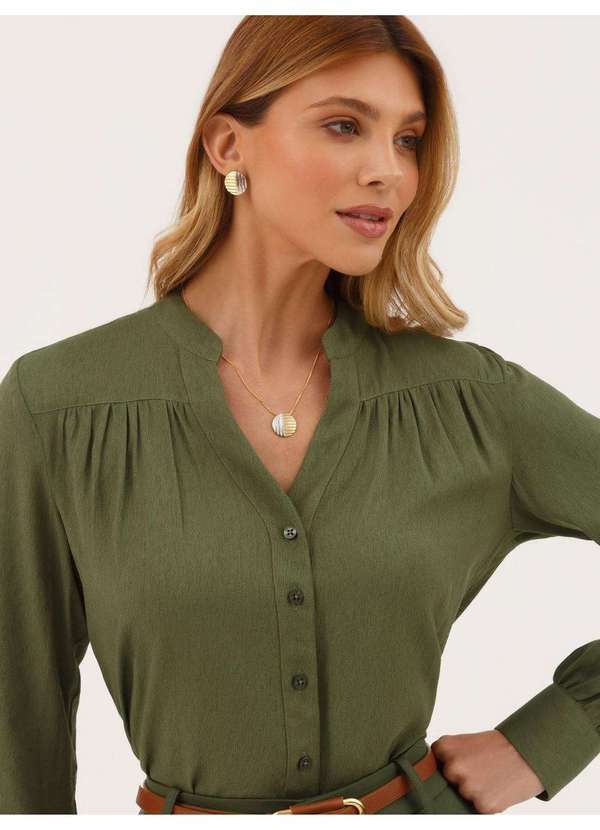 Camisa Comfy Manga Longa Verde Musgo Eleanor
