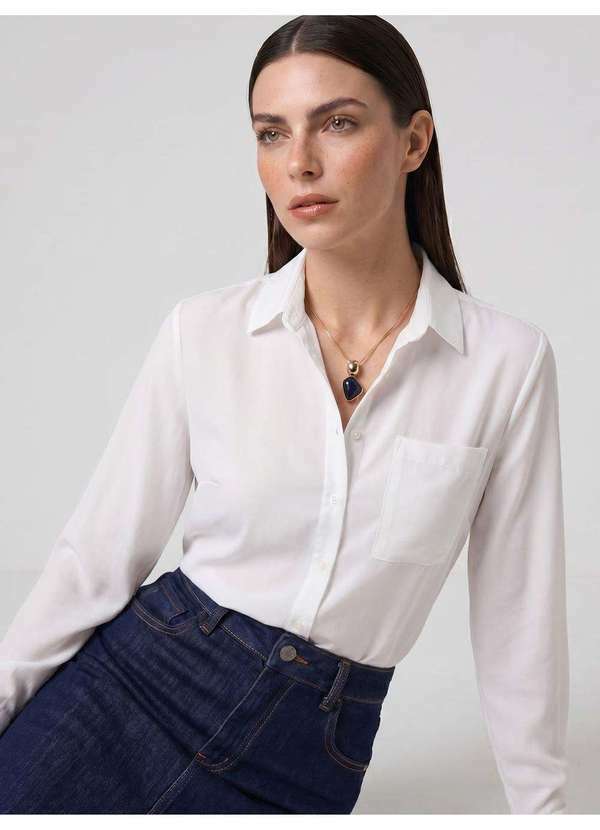 Camisa Manga Longa Comfy em Viscose Off White Maren