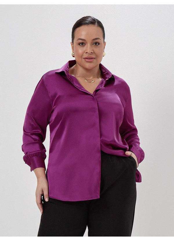 Camisa Manga Longa Super Comfy Plus Size Magenta Eliora