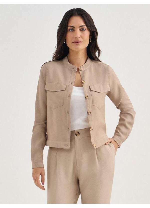Casaqueto de Alfaiataria em Viscose Mocha Mousse Daiany