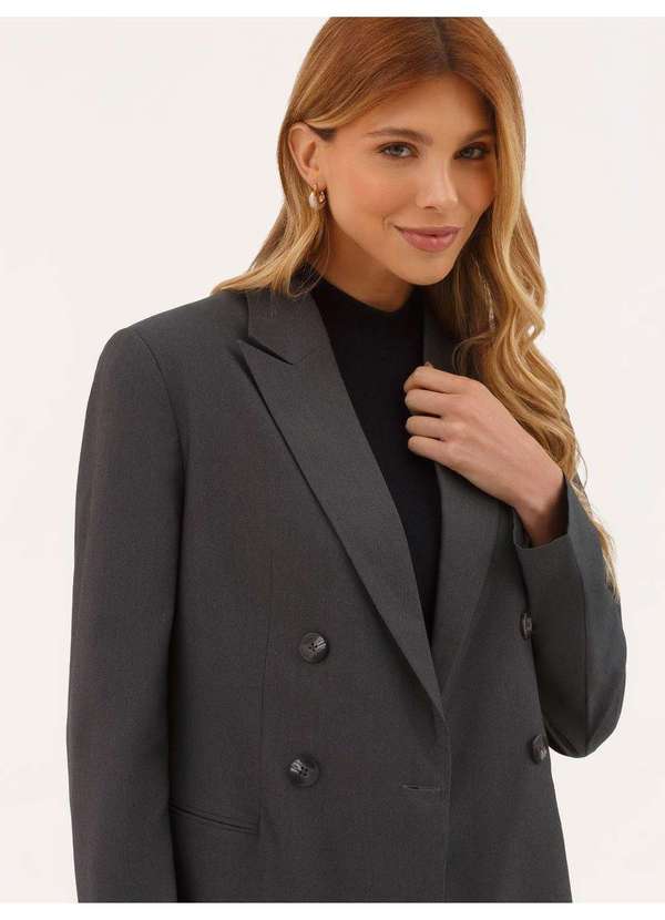 Blazer Alfaiataria Intermediário Transpassado Chumbo Elisa