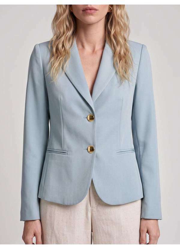 Blazer de Alfaiataria Clássico Azul Claro Aneliese