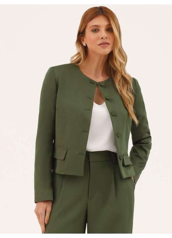 Casaqueto Alfaiataria Manga Longa Verde Militar Yuna