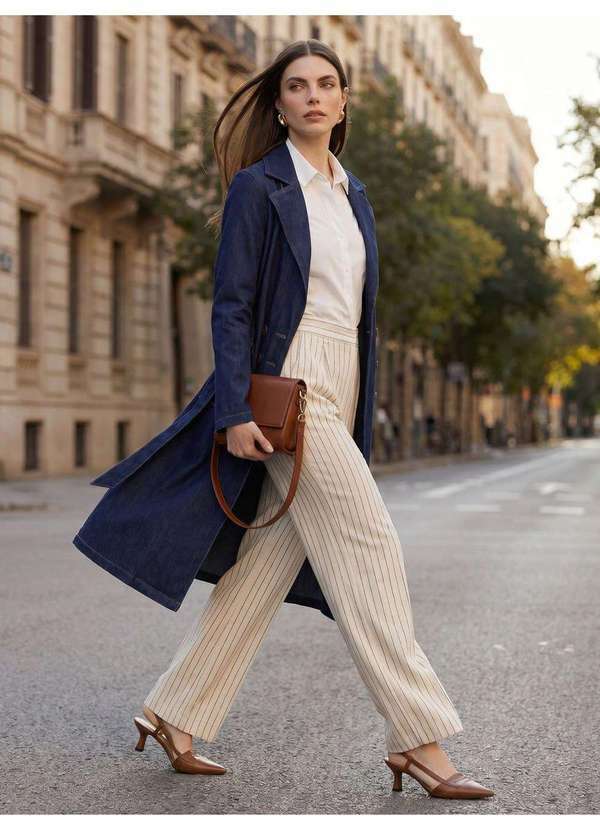 Trench Coat Jeans Azul Escuro Sahara