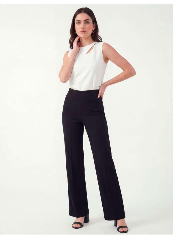 Calça Wide Leg de Alfaiataria Preta Rosita