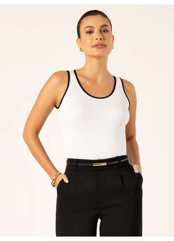 Regata de Malha Canelada Off White Luanita