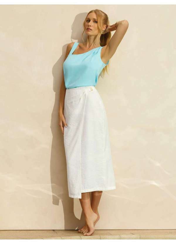 Saia de Alfaiataria Longuete Off White Mara