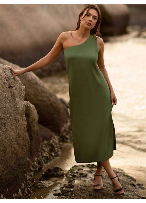 Vestido Maxi Longuete de Alfaiataria Verde Musgo Rosicler
