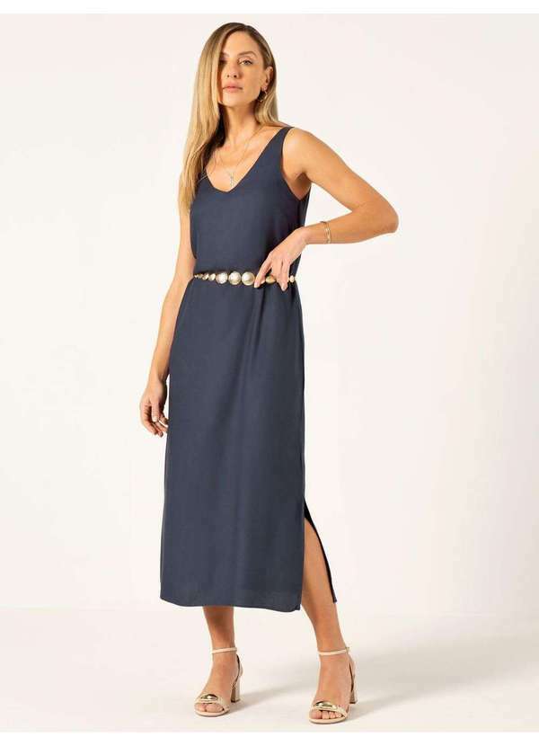 Vestido Longuete de Viscose Marinho Dagmar
