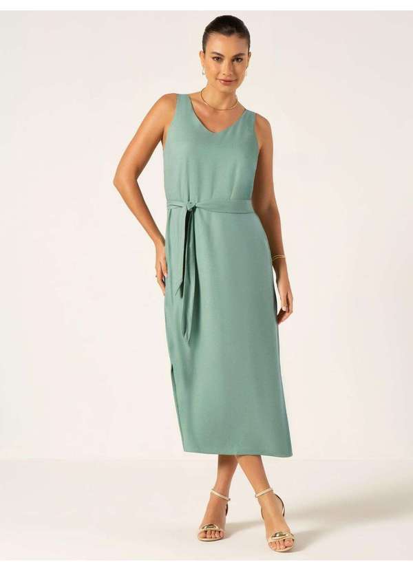 Vestido Longuete de Viscose Verde Sálvia Dagmar