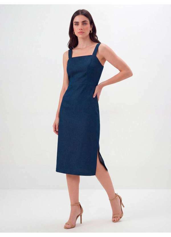 Vestido Tubinho Clássico com Alças Berenice Azul