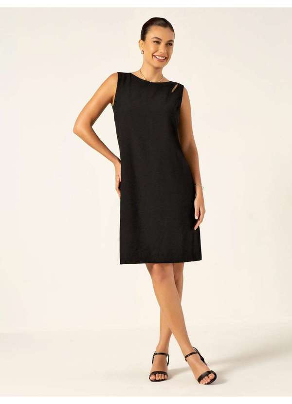 Vestido Tubinho de Alfaiataria Preto Leani