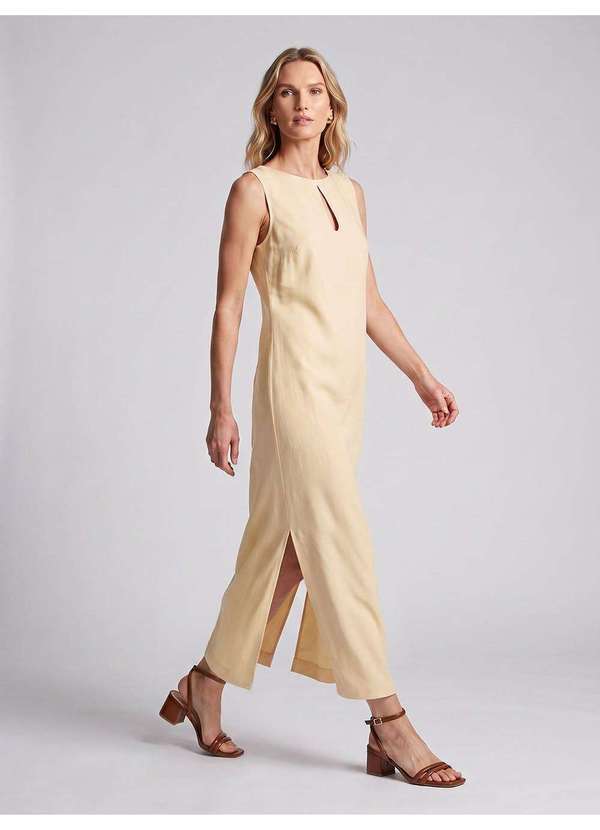 Vestido Alfaiataria Longuete Amarelo Manteiga Clarie