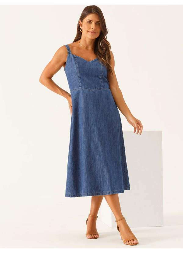 Vista 2 Vestido Jeans Longuete Azul Medio Valerie Principessa Principessa
