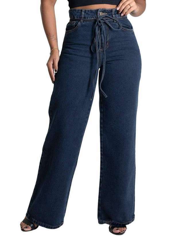 Vista 2 Calça Jeans Sawary Wide Leg - 279431 Azul Sawary