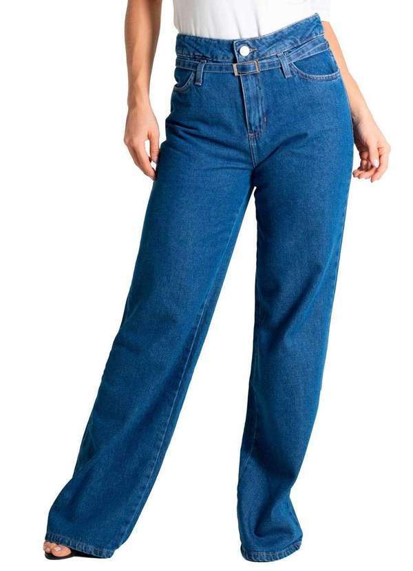 Vista 2 Calça Jeans Sawary Wide Leg - 280186 Azul Sawary