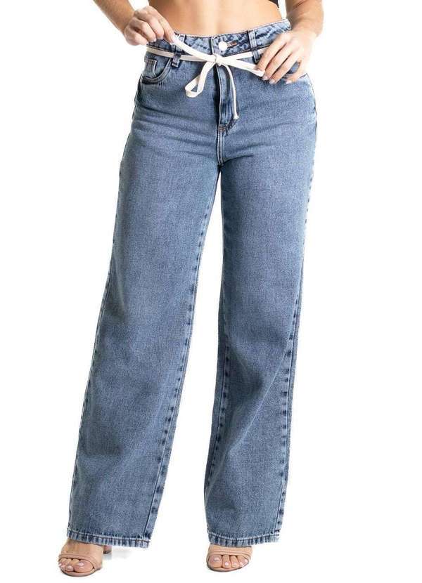 Vista 2 Calça Jeans Sawary Wide Leg - 280488 Azul Sawary